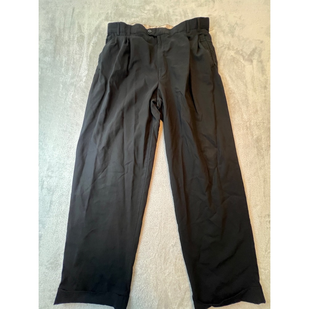 Zanella Dress Pants Mens 40 Black Pleated Wool Barberini Italy
